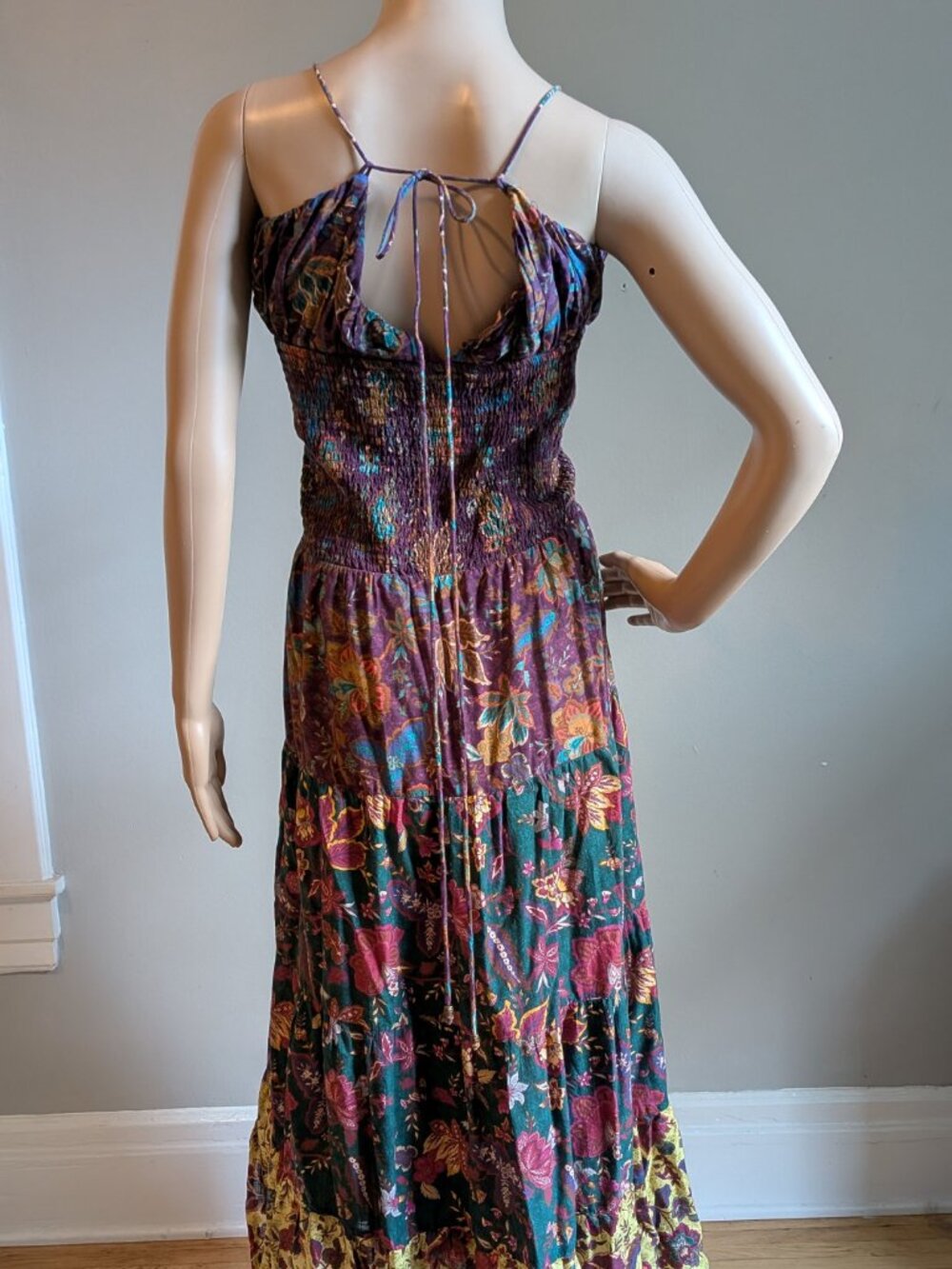 Anthropologie Josephine Dark Floral Maxi Dress Summer Sundress Strappy Size XL - Picture 4 of 14
